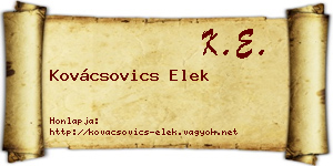 Kovácsovics Elek névjegykártya