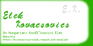 elek kovacsovics business card